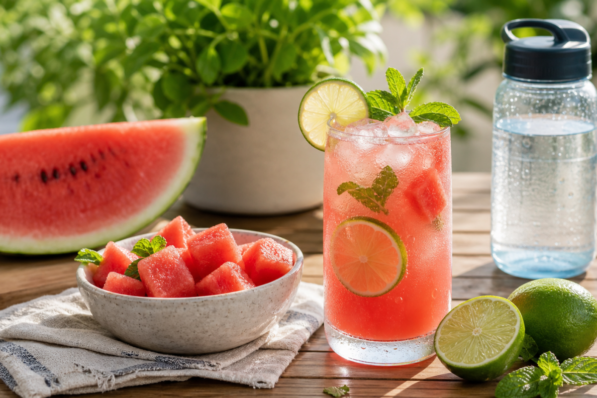 A Low-Sugar Watermelon Lime Cooler